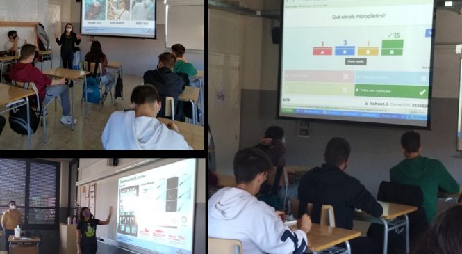 Visitem l’institut Miquel Bosch i Jover per parlar als alumnes de batxillerat sobre la problemàtica dels plàstics al mar