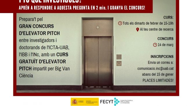 Aprèn a explicar la teva recerca en 2 minuts i guanya el concurs  Elevator Pitch
